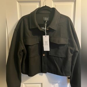 LOVE TREE - CHIC & STYLE size Large NWT black shirt cropped shacket